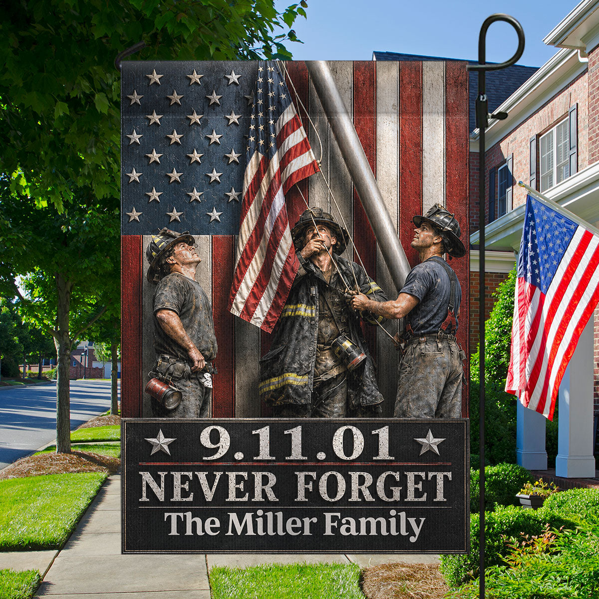 9/11 Memorial Flag of Heroes - Personalized Garden Flag - Outdoor Indoor House Outside Decor
