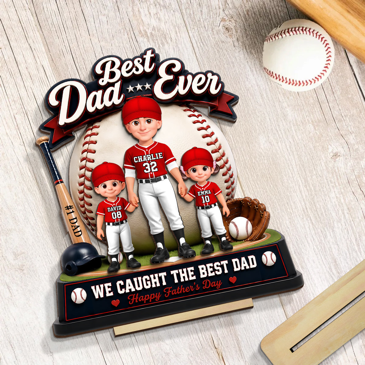 The Home Run Hero Dad Baseball - Personalized 2-Layered Wooden Plaque - Heartfelt Gift For Dad, Husband