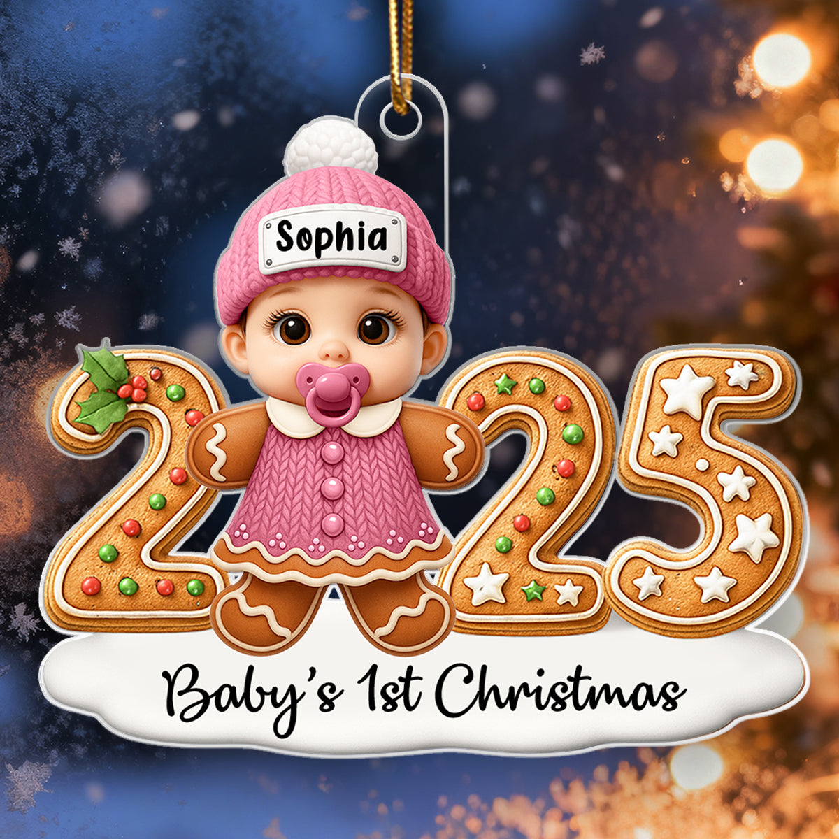 Baby Gingerbread First Christmas - Personalized Acrylic Ornament - Unique Christmas Gift For New Born, Baby