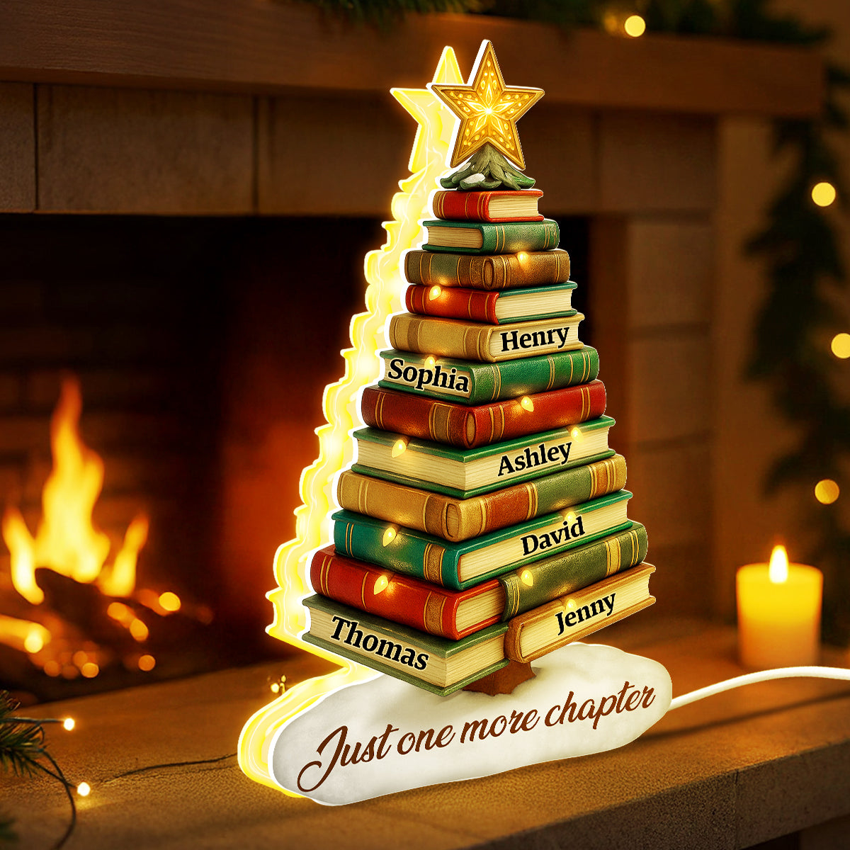 Book Lovers Christmas Tree - Personalized Light Box - Christmas Gift For Book Lovers