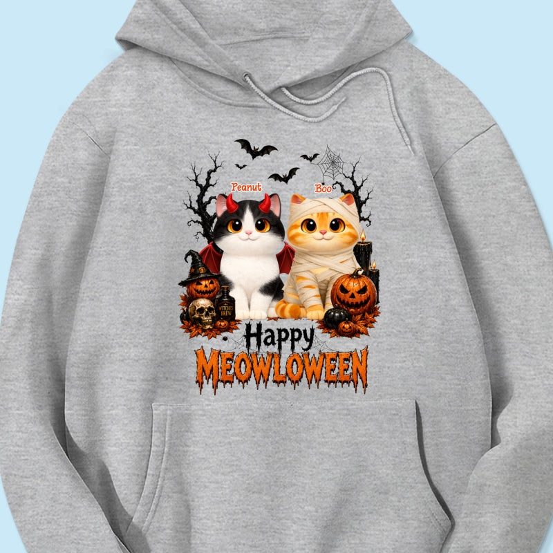 Happy Meowloween - Personalized Shirt - Trendy Halloween Tee for Cat Moms, Cat Lovers