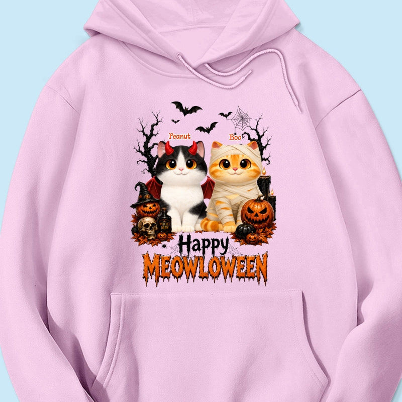 Happy Meowloween - Personalized Shirt - Trendy Halloween Tee for Cat Moms, Cat Lovers