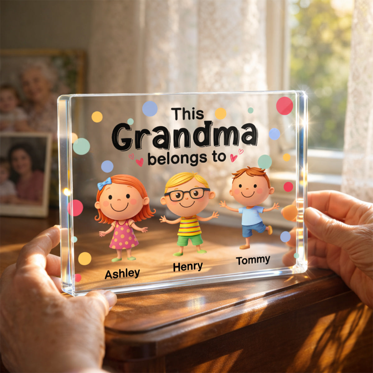 This Grandma Belongs to Cute Grandkids - Personalized Acrylic Block Plaque - Heartfelt Gift for Grandma