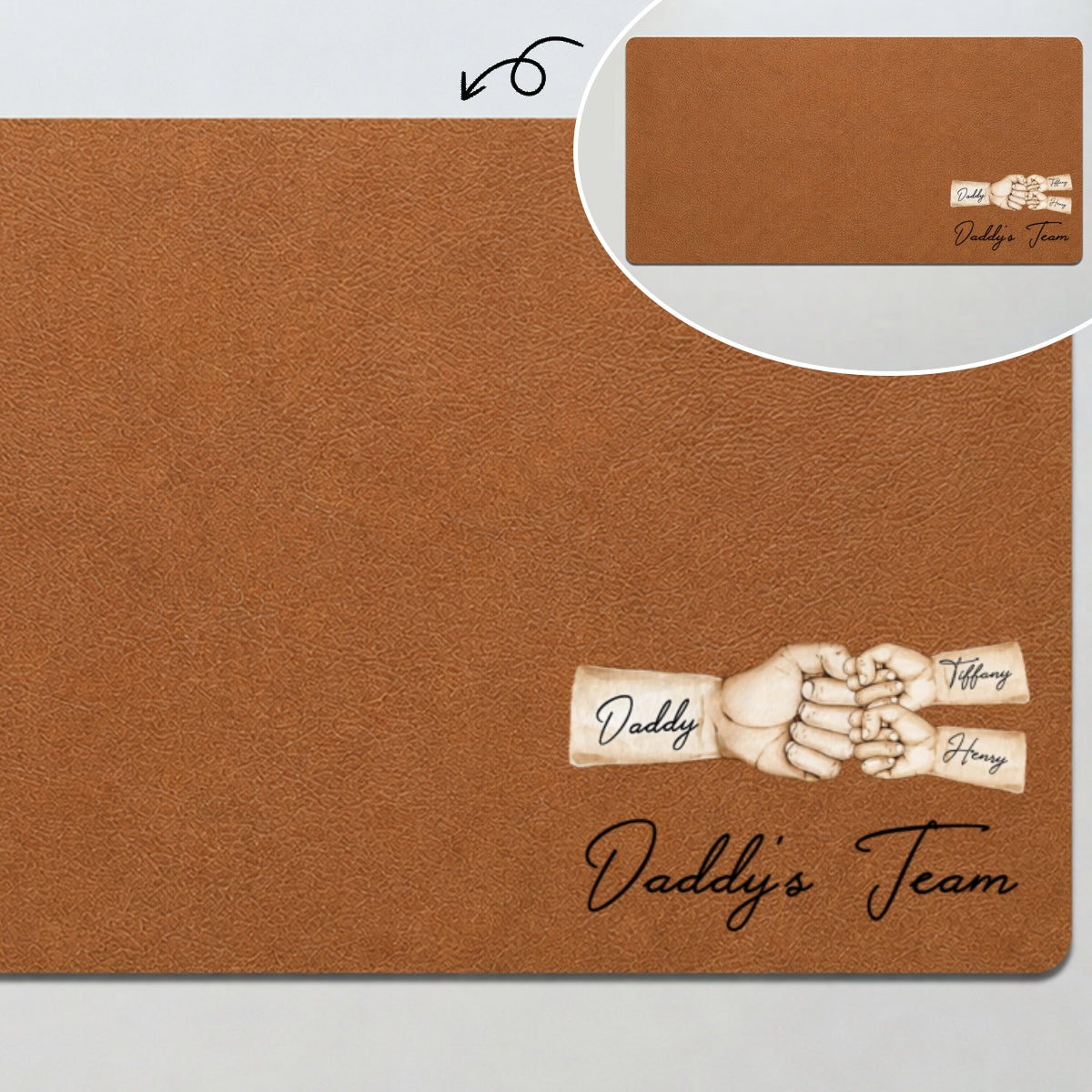 Daddy's Team Fist Bump - Personalized Desk Mat - Father's Day Gift For Dad, Husband