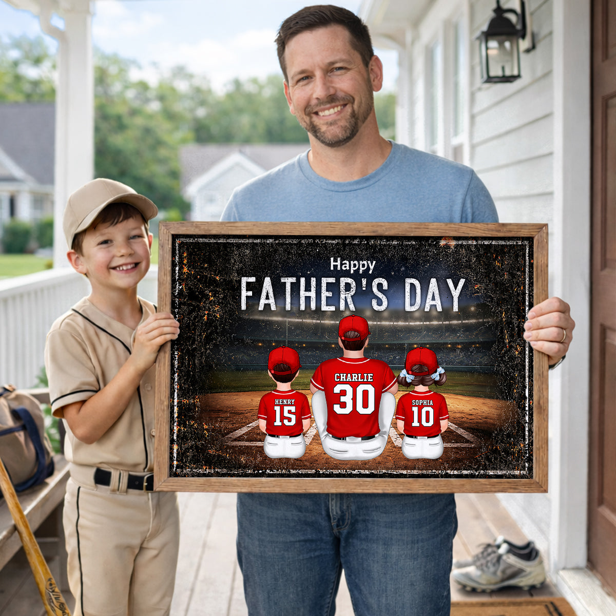 Daddy's Dream Team Baseball - Personalized Poster - Father's Day Gift for Dad, Husband
