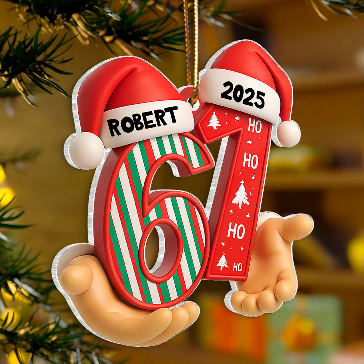 Custom Six Seven 3D Effect Pattern - Personalized Acrylic Ornament - Teen Slang Funny Tree Decor, Funny Teen Grandkid Gift
