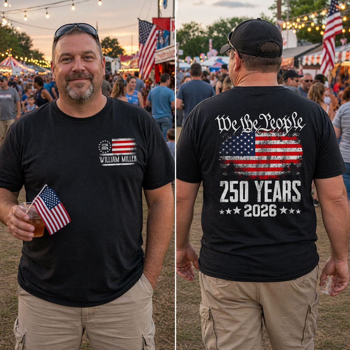 We The People Custom Name - Personalized Shirt - United States 250th Anniversary USA Patriotic