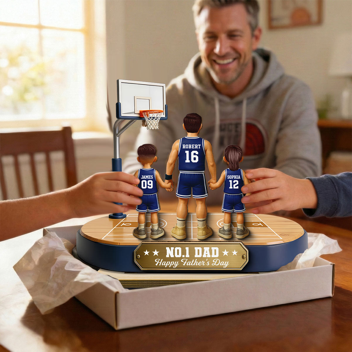 Daddy's Basketball Dream Team - Personalized 2-Layered Wooden Plaque -  Gift For Basketball Dad