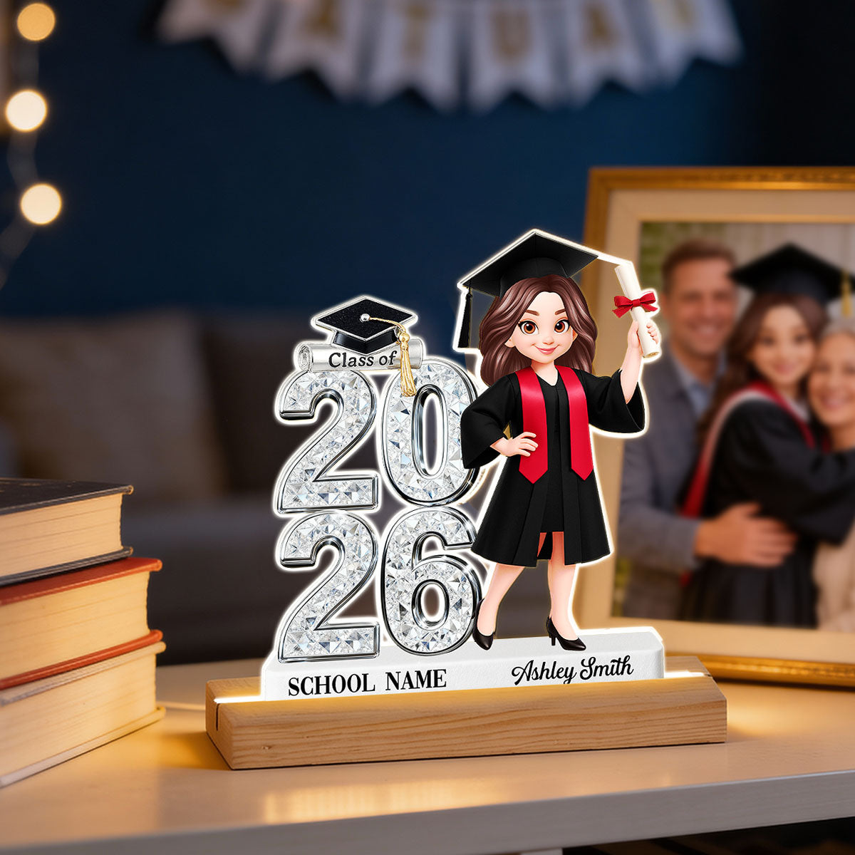 Class Of 2026 2027 Senior - Personalized Acrylic Plaque LED Night Light - Graduation Gift For Graduates, Daughter