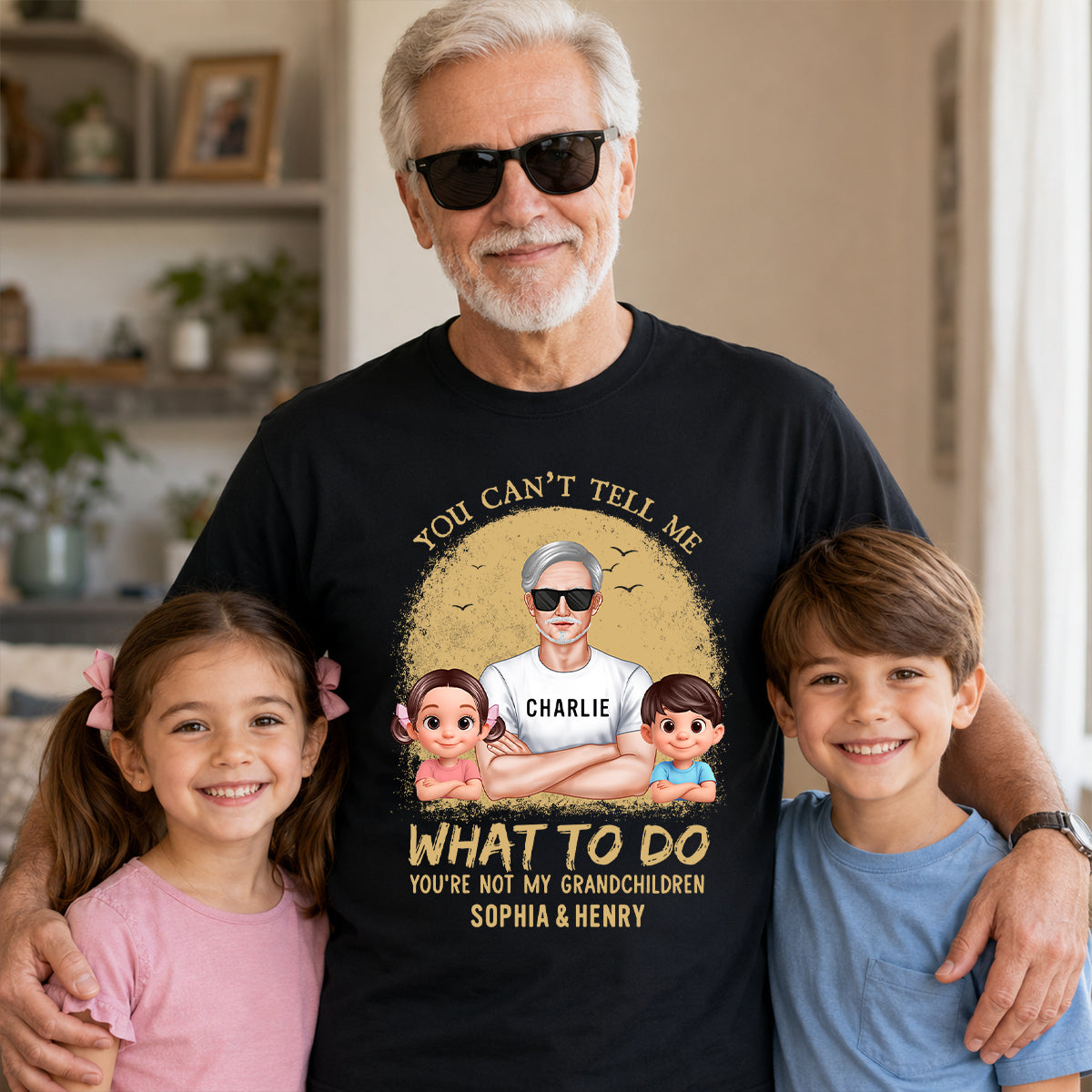 You Can't Tell Me What To Do Grandpa Retro - Personalized Shirt - Father's Day Gift for Cat Dads, Husband