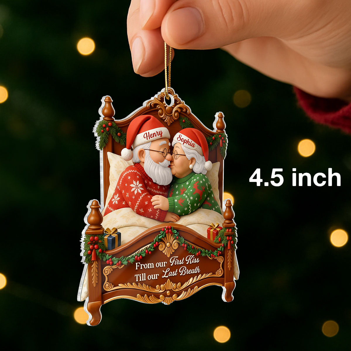Old Couple Kissing from Our 1st Kiss till Our Last Breath - Personalized Acrylic Ornament - Christmas Gift for him, Gift for her