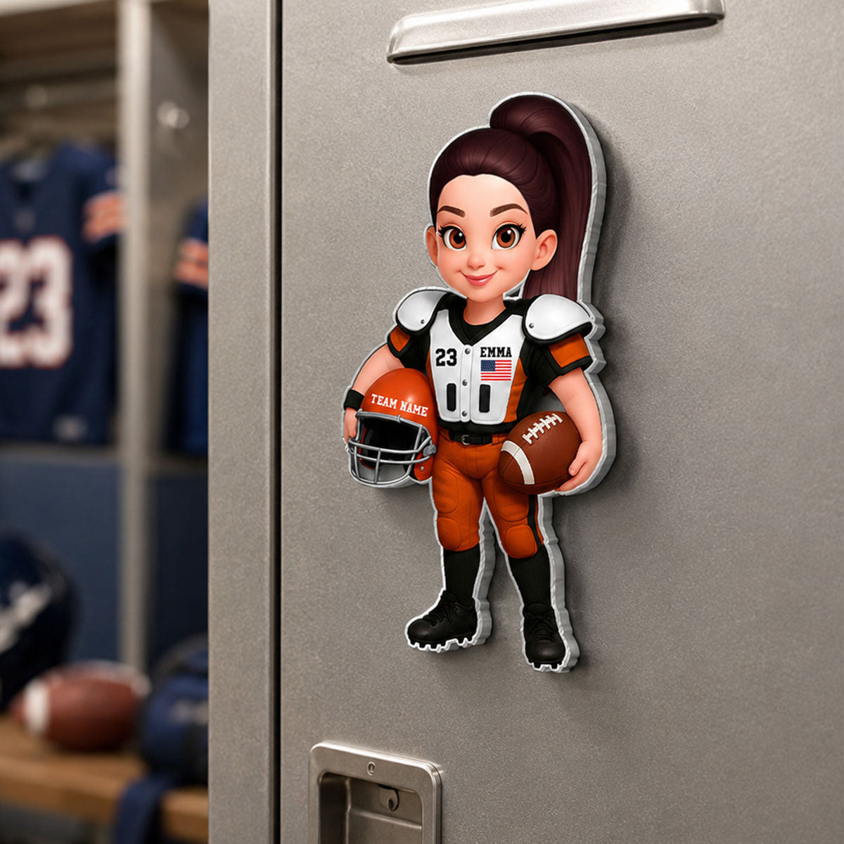 American Football Players Boy & Girl - Personalized Acrylic Locker Magnet - Back To School Gift For Daughters, Sons, Grandkids, Teenagers, Teen Girl, Teen Boy