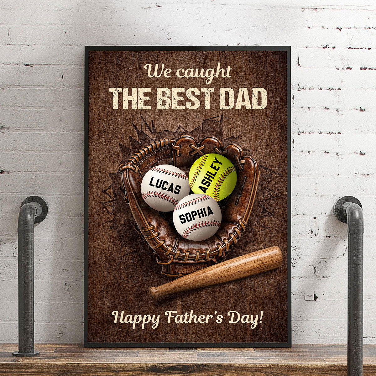 Happy Father's Day Baseball Dad - Personalized Poster - Heartfelt Father's Day Gift for Dad, Husband