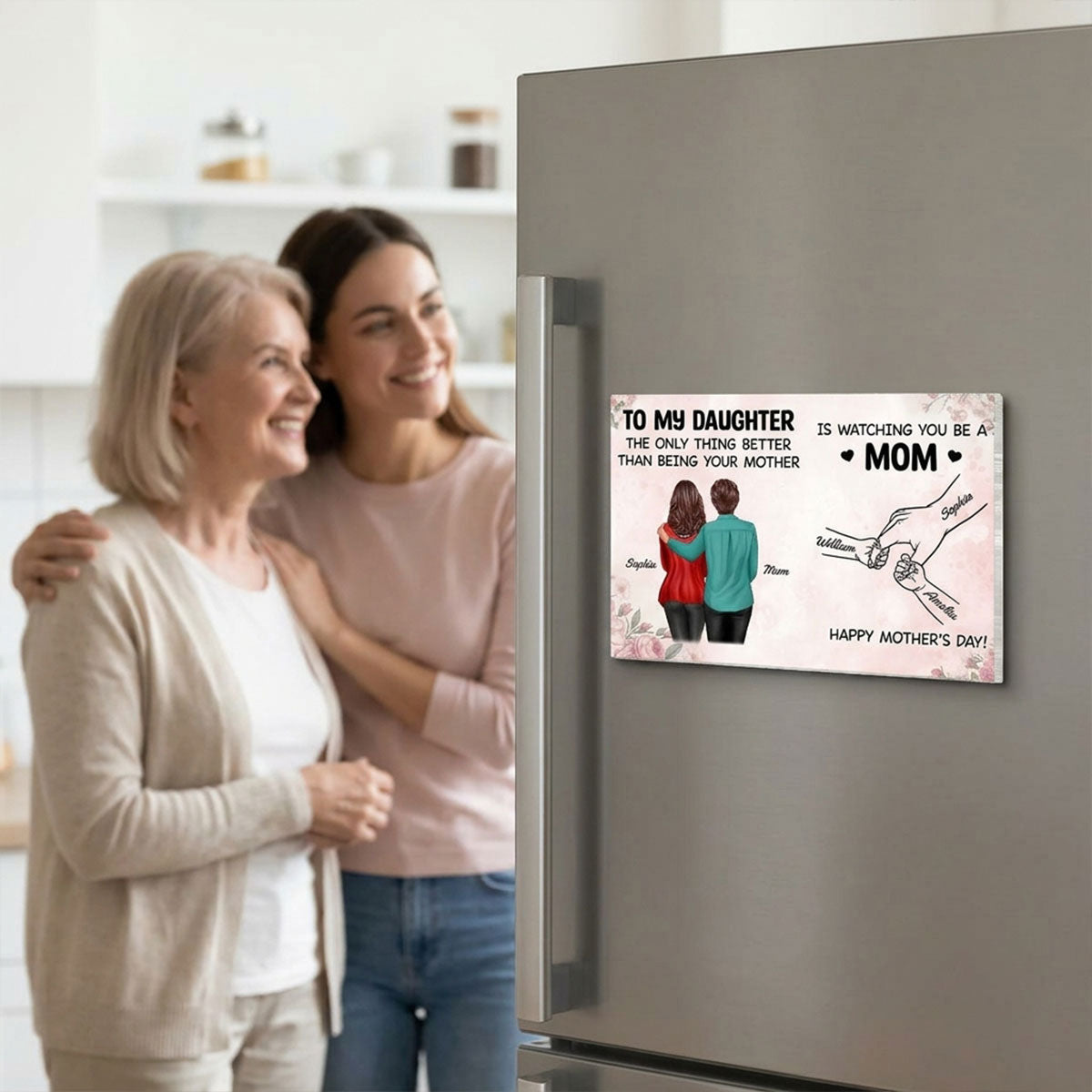 From Mom To Daughter Watching You Be A Mom - Personalized Acrylic Fridge Magnet - Mother's Day Gift For Daughter