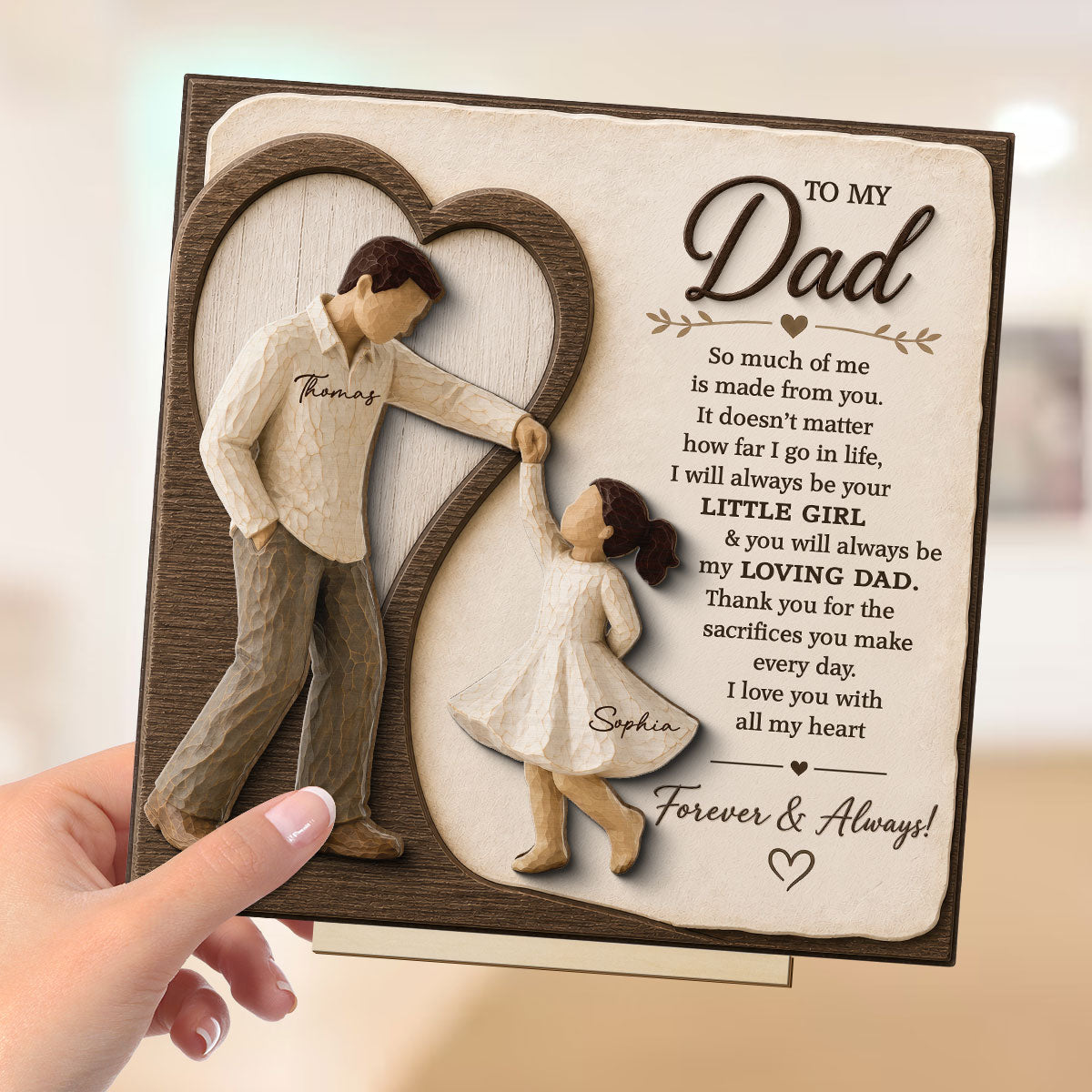 Will Always Be Your Little Girl Dancing Father & Daughter - Personalized 2-Layered Wooden Plaque - Sentimental  Gift From Daughter
