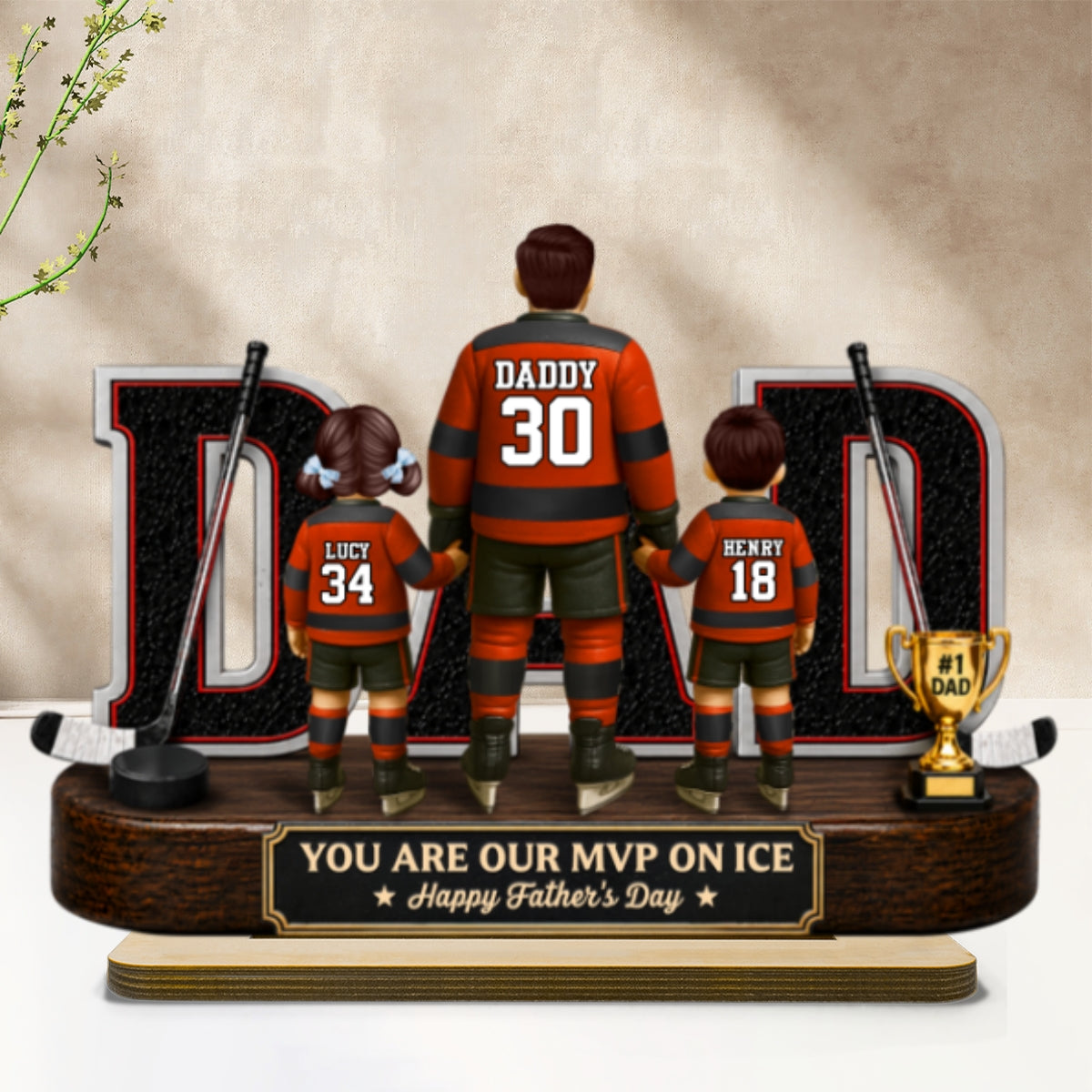 Hockey Dad Legend You Are Our MVP On Ice - Personalized 2-Layered Wooden Plaque -  Gift For Dad, Husband