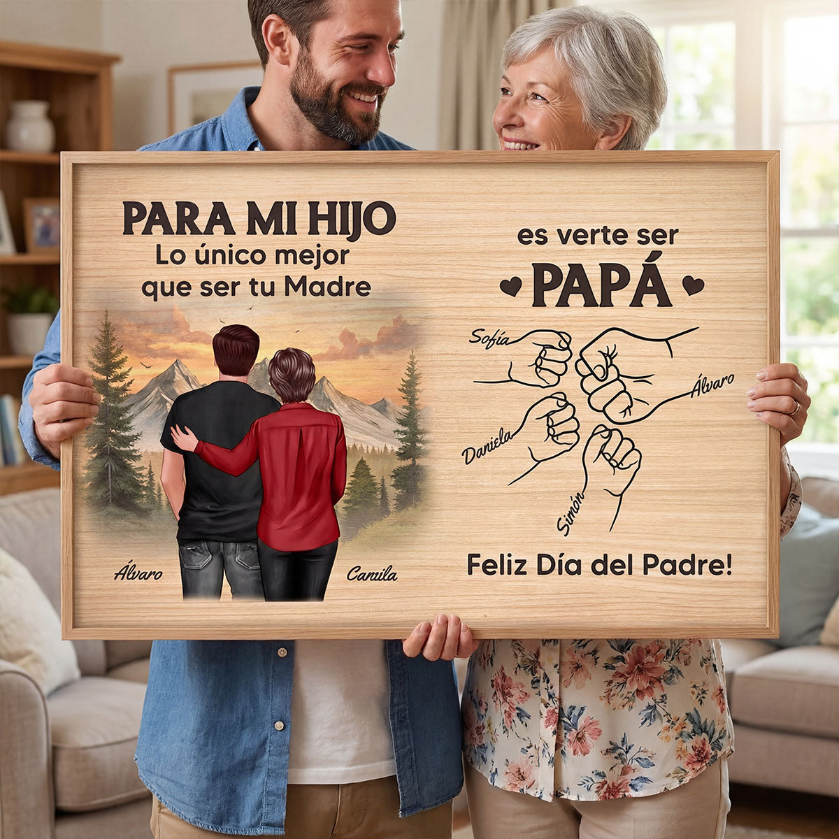 Día del Padre De Mamá A Hijo Viéndote Ser Papá - Personalized Poster - Father's Day Gift For Son