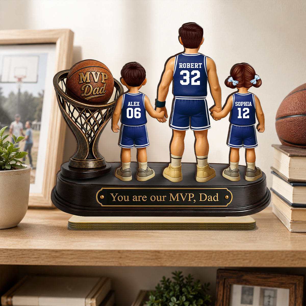 We Scored the Best Dad Basketball Trophy - Personalized 2-Layered Wooden Plaque -  Gift for Dad, Husband