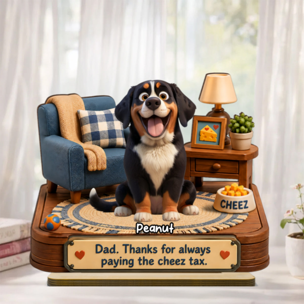 Cheese Tax Dog Dad - Personalized 2-Layered Wooden Plaque -  Gift for Dog Dad