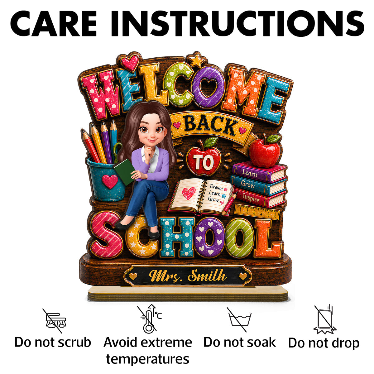 Teacher Welcome Back to School - Personalized 2-Layered Wooden Plaque - Back to School Gift for Teachers