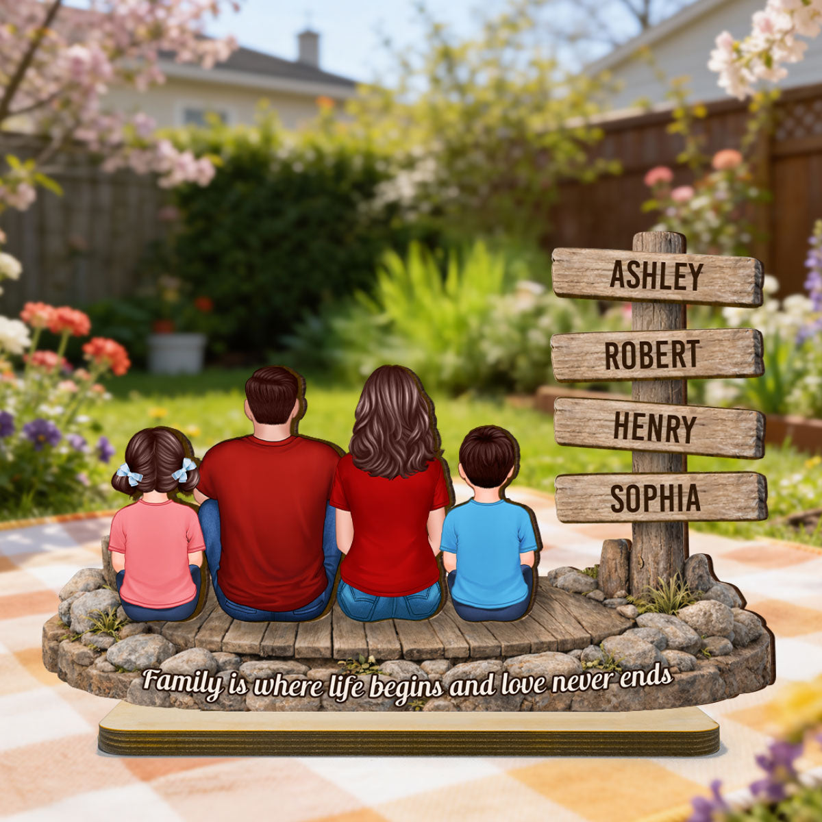 Family Is Where Life Begins And Love Never Ends - Personalized 2-Layered Wooden Plaque - Heartfelt Gift For Mom, Dad