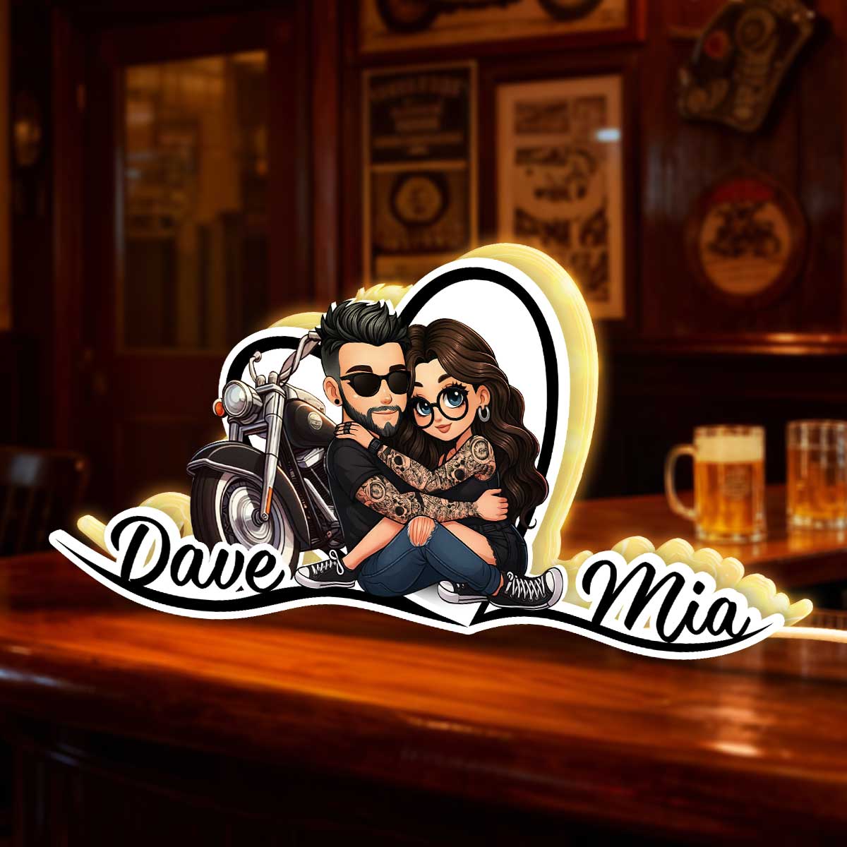 Eternal Love Biker Couple Riding Partners For Life - Personalized Light Box - Gift For Couple, Bikers, Gift For Him, For Her