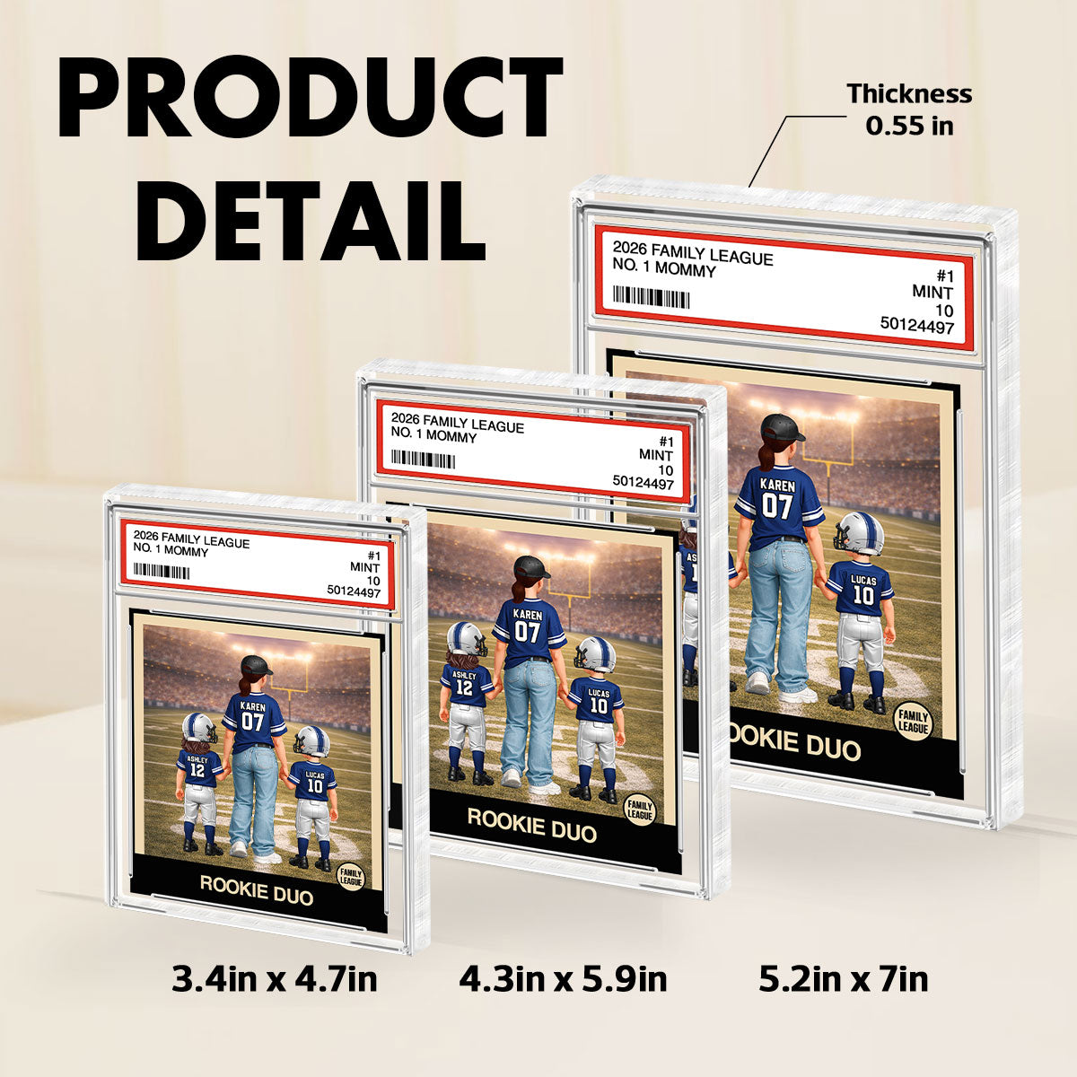 Rookie Duo Football Mom Trading Card - Personalized Acrylic Block Plaque - Mother's Day Gift, Gift For Football Mom