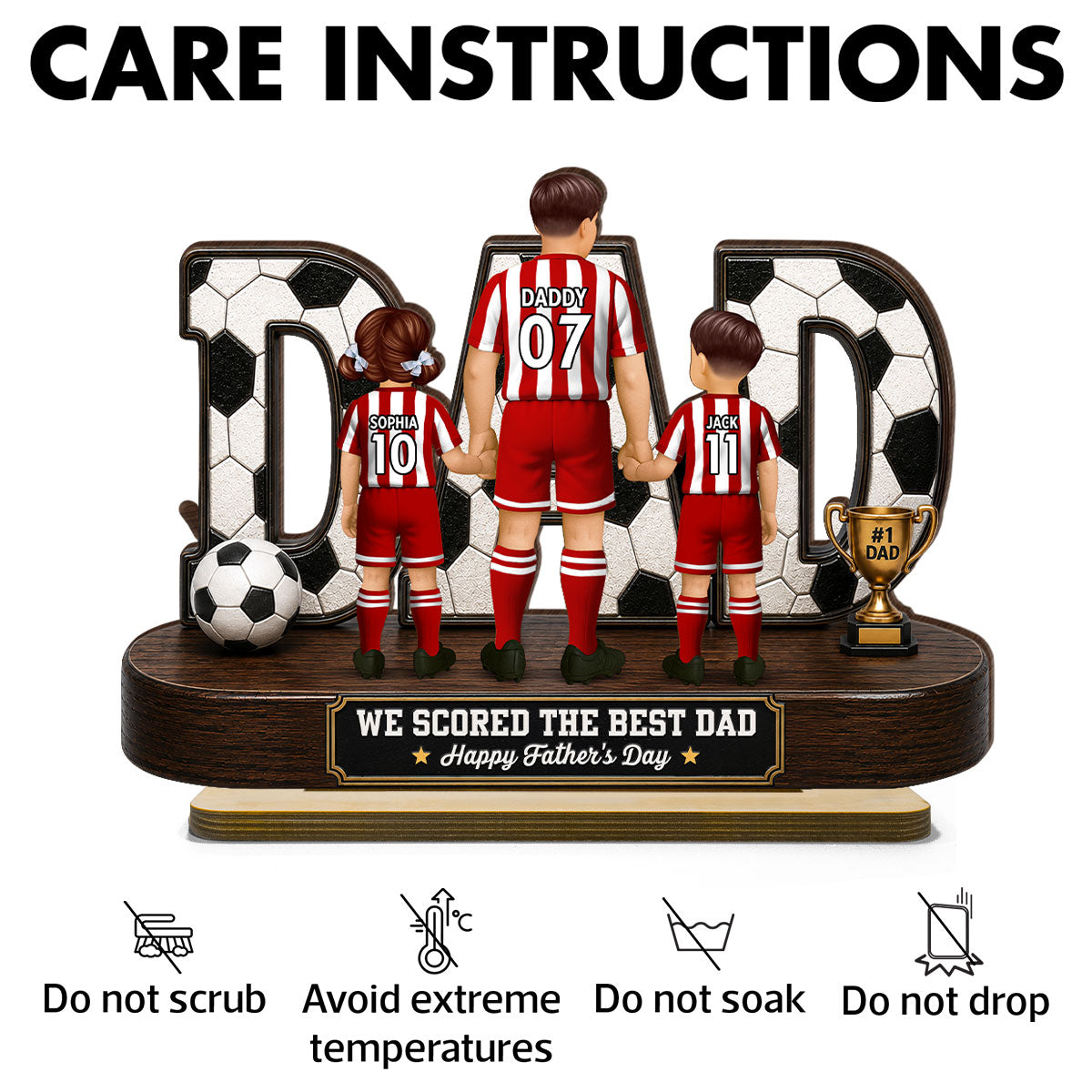 Soccer Dad Legend We Scored The Best Dad Back View - Personalized 2-Layered Wooden Plaque -  Gift For Dad, Husband, Soccer Lovers