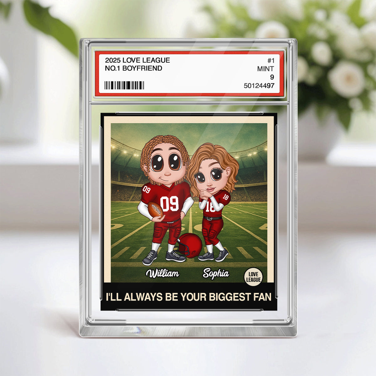 My Heart is on That Field Football Couple - Personalized Acrylic Block Plaque - Valentine's Day Gift for him, for her
