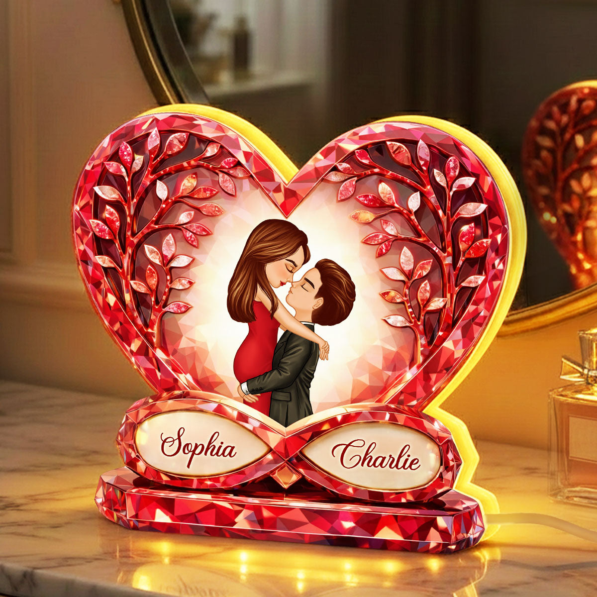 Romantic Couple Infinity Heart Love - Personalized Light Box - Anniversary, Valentine's Day Gift, Gift For Him, Gift For Her