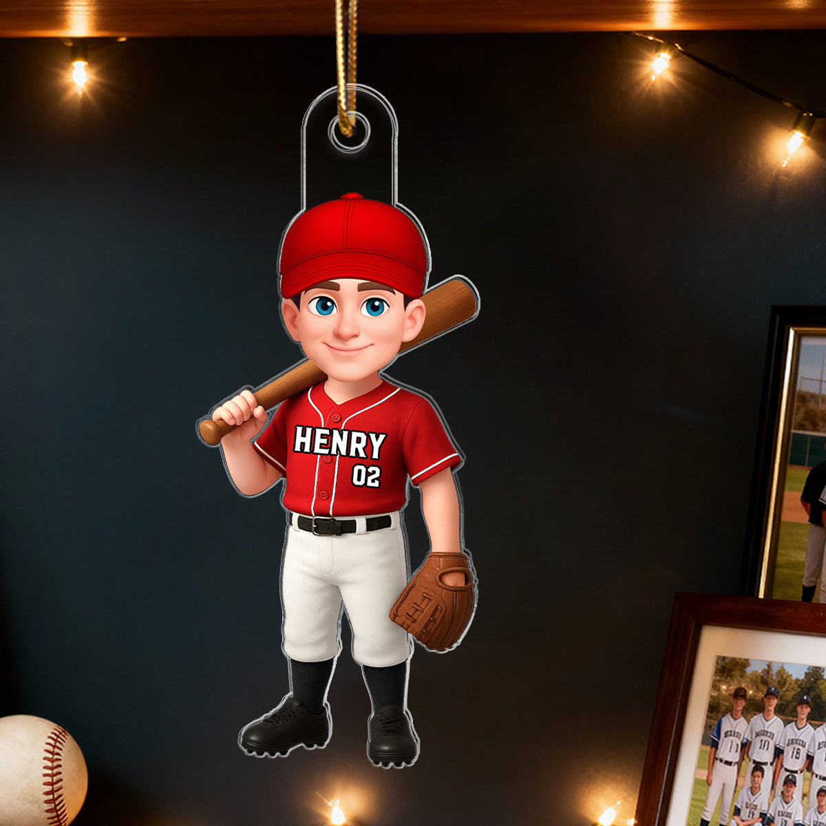 3D Effect Baseball Player - Personalized Acrylic Ornament - Christmas Gift For Baseball Players