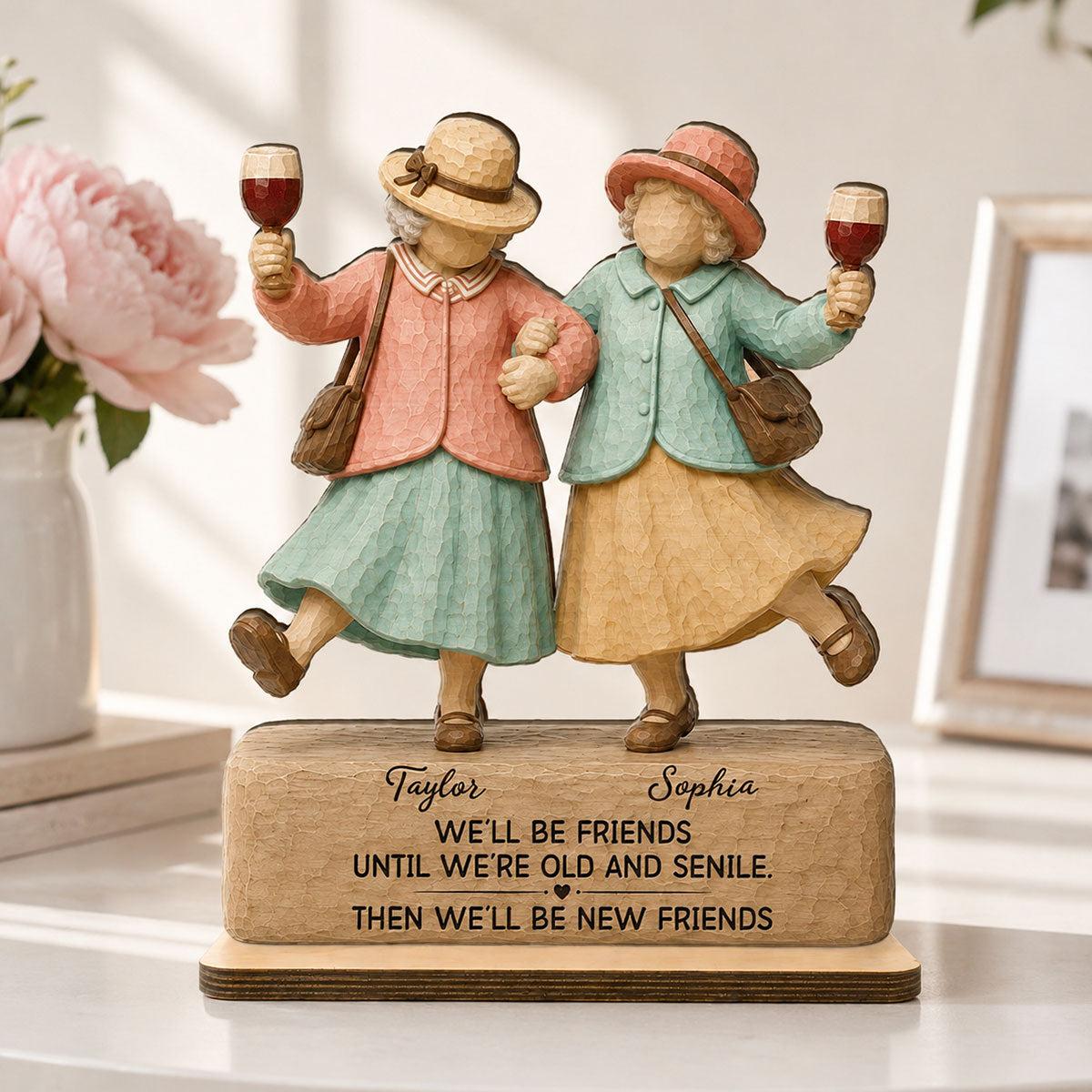 Funny We'll Be Friends - Personalized 2 Layered Wooden Plaque - Gift For Besties, Best Friends