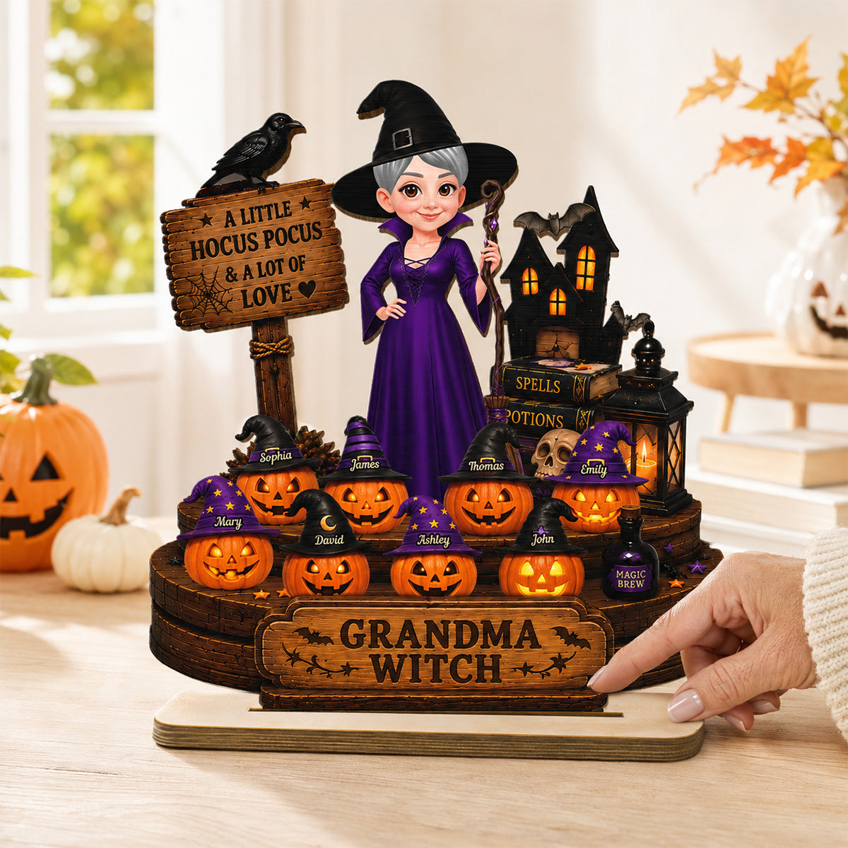 Halloween Grandma Little Pumpkin 2D Flat - Personalized Wooden Plaque