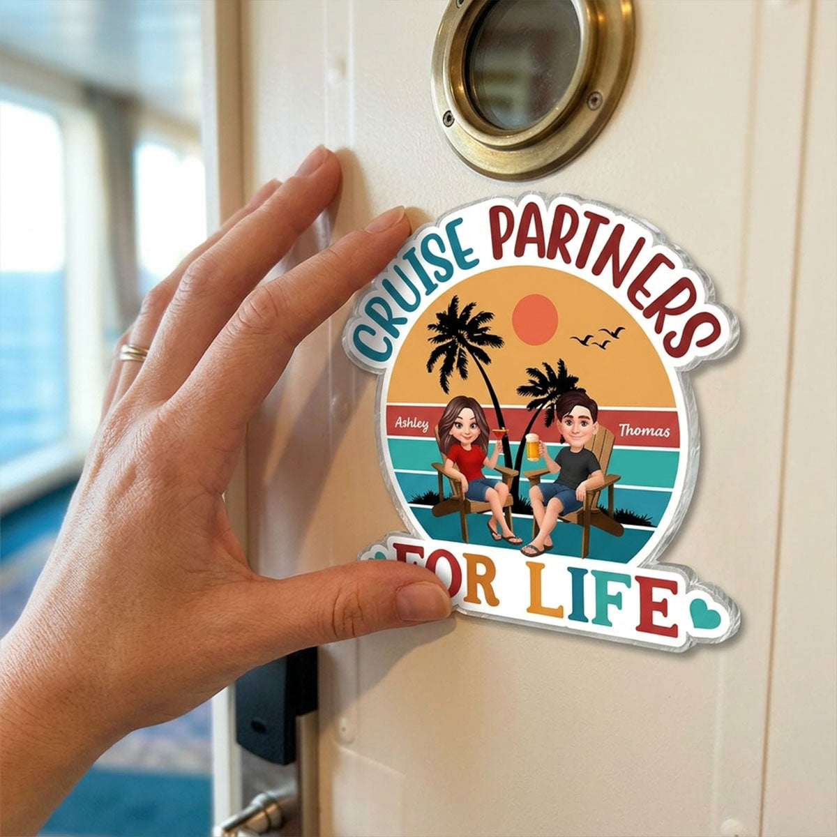 Couple Retro Life Is Better On A Cruise - Personalized Cruise Ship Door Magnet - Summer Cruise Ship Door Decorations
