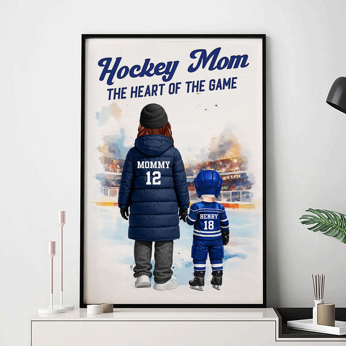 Hockey Mom The Heart Of The Game - Personalized Poster - Heartfelt Gift For Hockey Mom