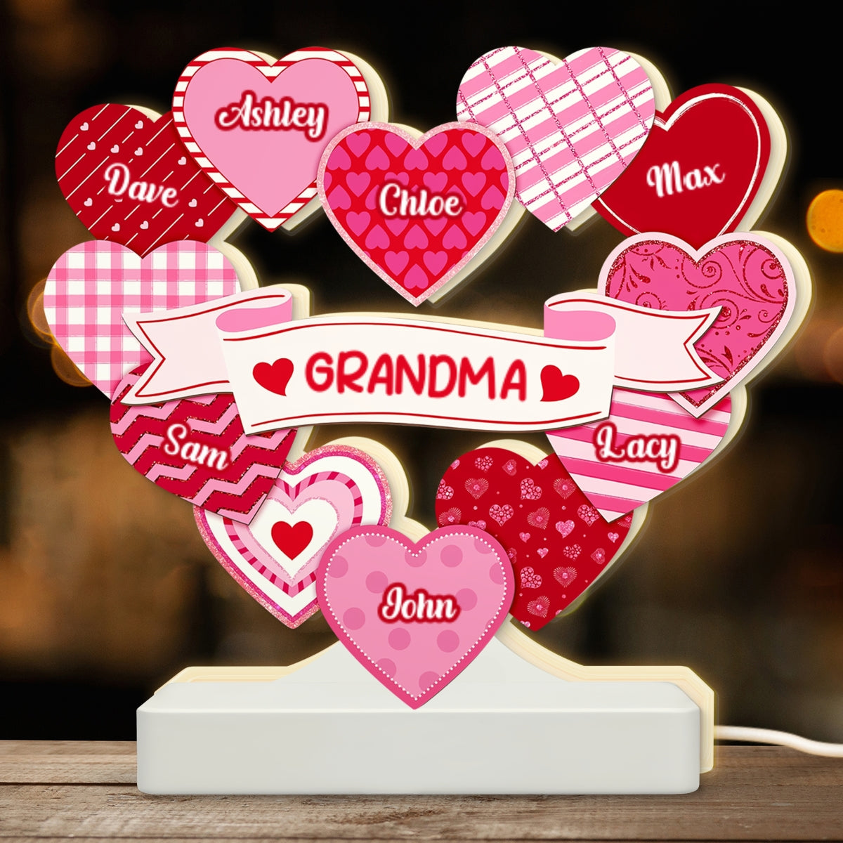 Grandma's Sweethearts Coquette Valentine's Day - Personalized Light Box - Home Decor Gift For Grandma