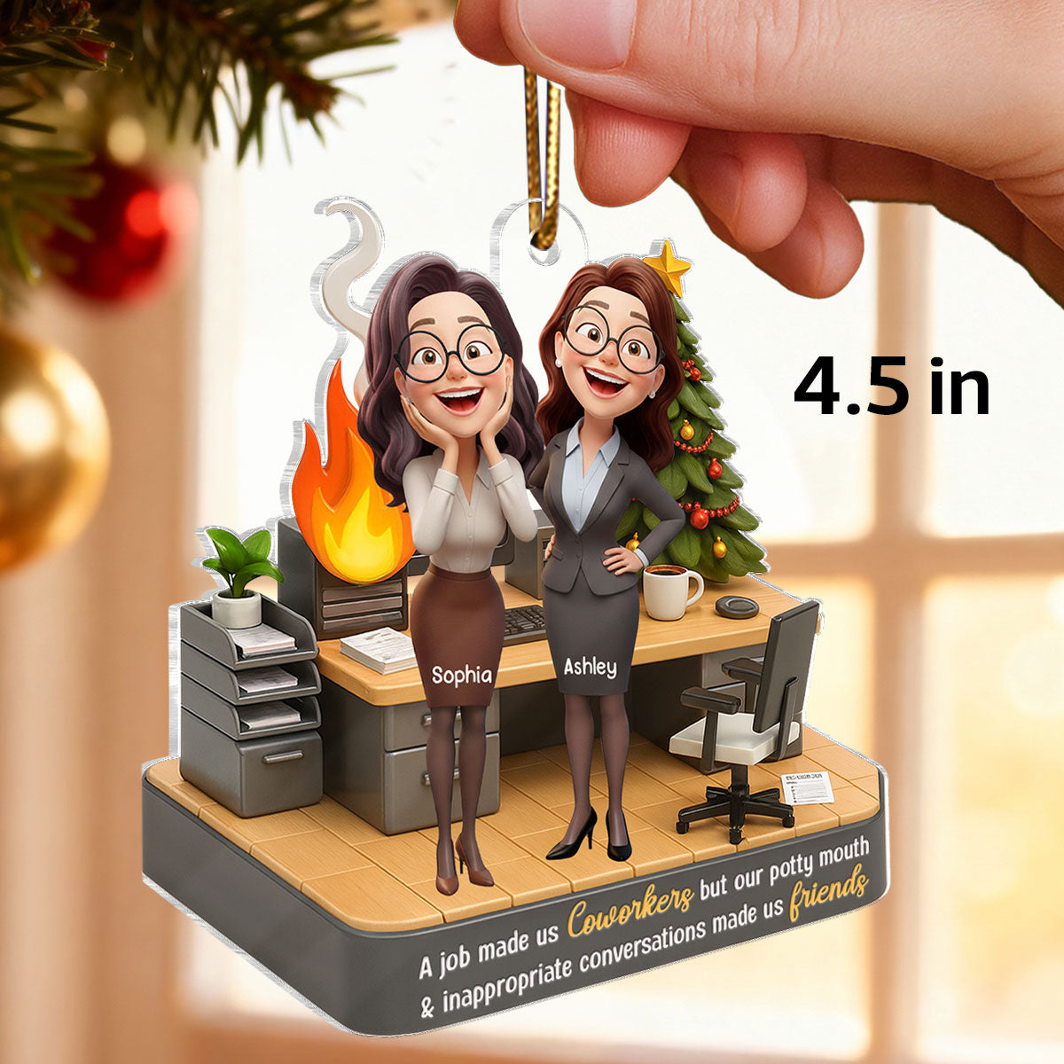 A Job Made Us Coworkers But Our Potty Mouth Make Us Friends - Personalized Acrylic Ornament - Funny Christmas Gift for Work Besties
