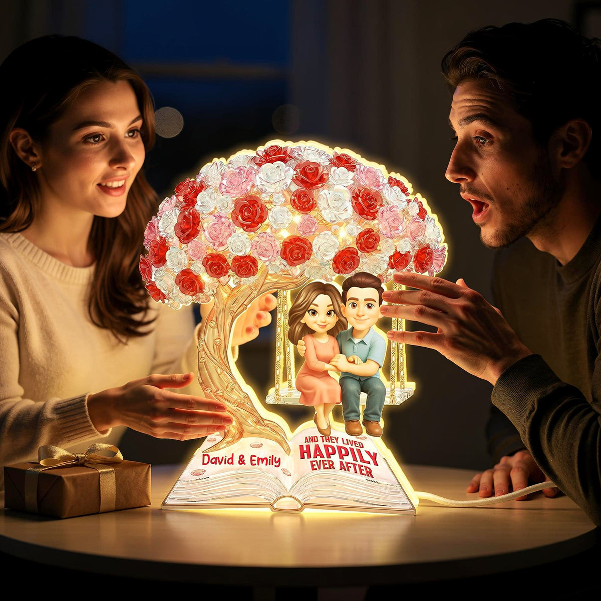 And They Lived Happily Ever After - Personalized Light Box - Valentine's Gift For Him, For Her