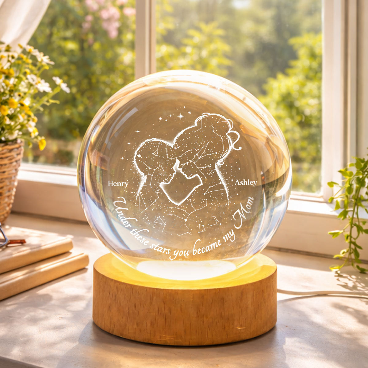 The Night You Became My Mom - Personalized Crystal Ball - Heartfelt Gift For Mom, Grandma