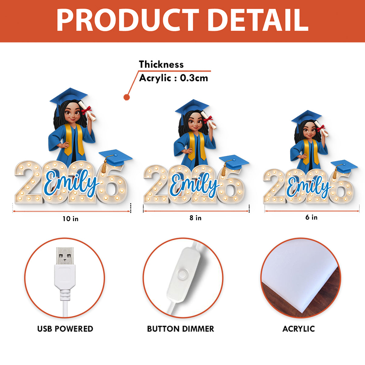 Class of 2026 Graduation Marque Pattern - Personalized Light Box - Gift for Seniors, Daughter, Son, Grandkids