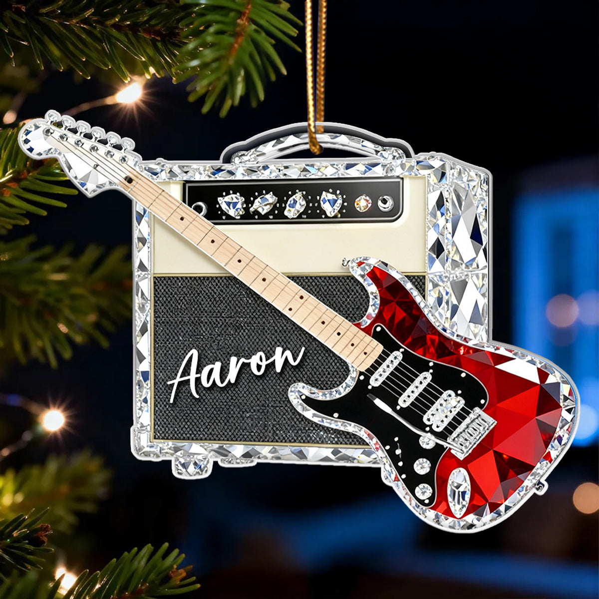Guitar Music Crystal Effect - Personalized Acrylic Ornament - Unique Christmas Gift For Guitarist