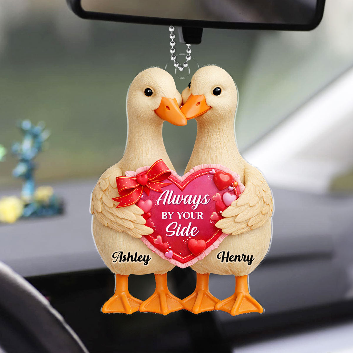 Two Hearts One Love - Personalized Car Hanger - Valentine's Gift For Him, For Her, For Couple