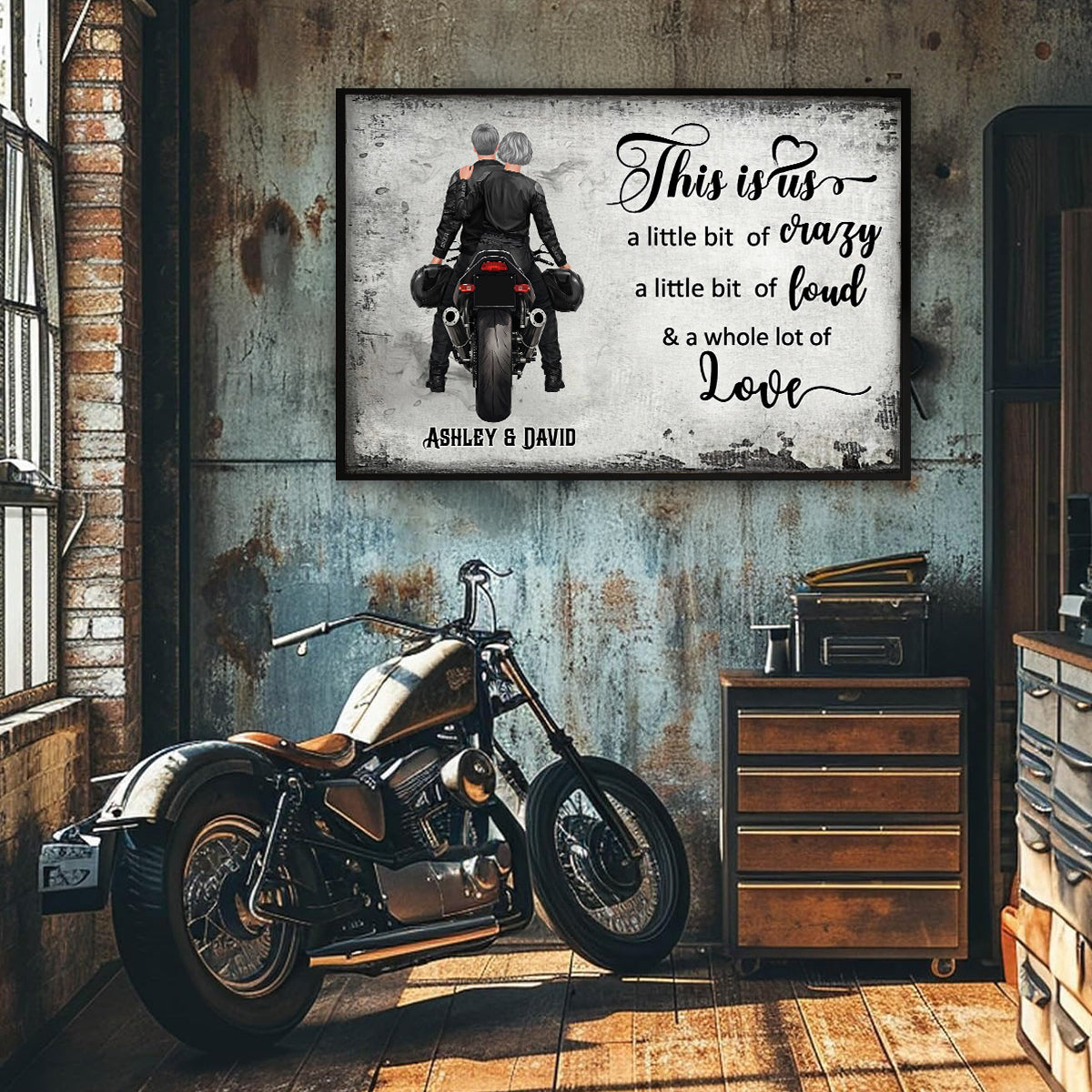This is Us A Little Bit Crazy A Little Bit Loud Biker Couples - Personalized Poster - Anniversary Gift for him, for her