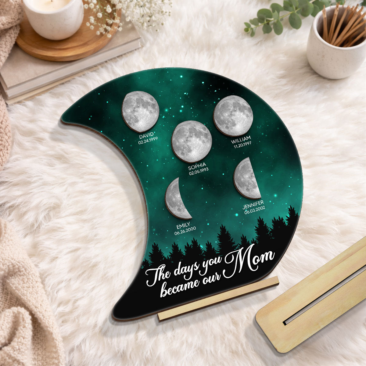 The Days You Became Our Mom Galaxy Night - Personalized 2-Layered Wooden Plaque - Heartfelt Gift For Mom, Grandma