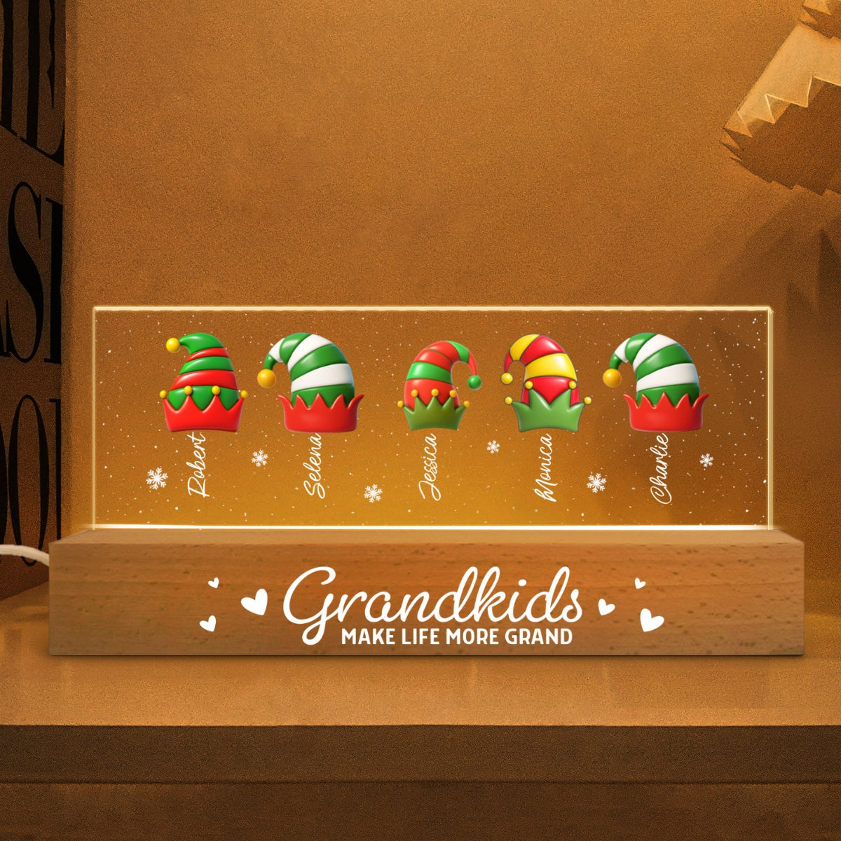 Grandkids Make Life More Grand - Personalized LED Night Light - Heartwarming Christmas Gift For Grandma, Grandkids, Family