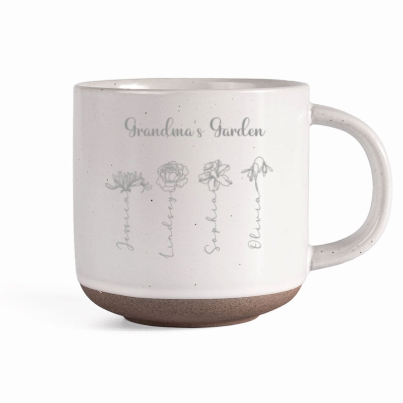 Grandma Garden Custom Birth Month Flowers - Personalized Pottery Mug - Gift For Grandma
