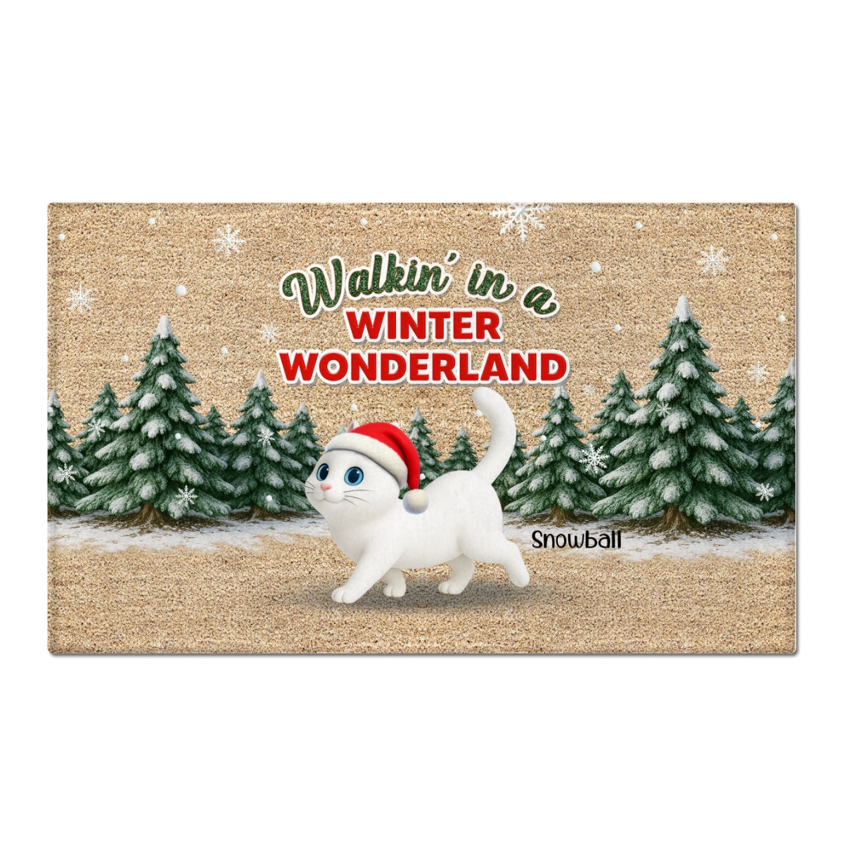 Cats Walking In A Winter Wonderland - Personalized Doormat - Gift For Cat Lovers