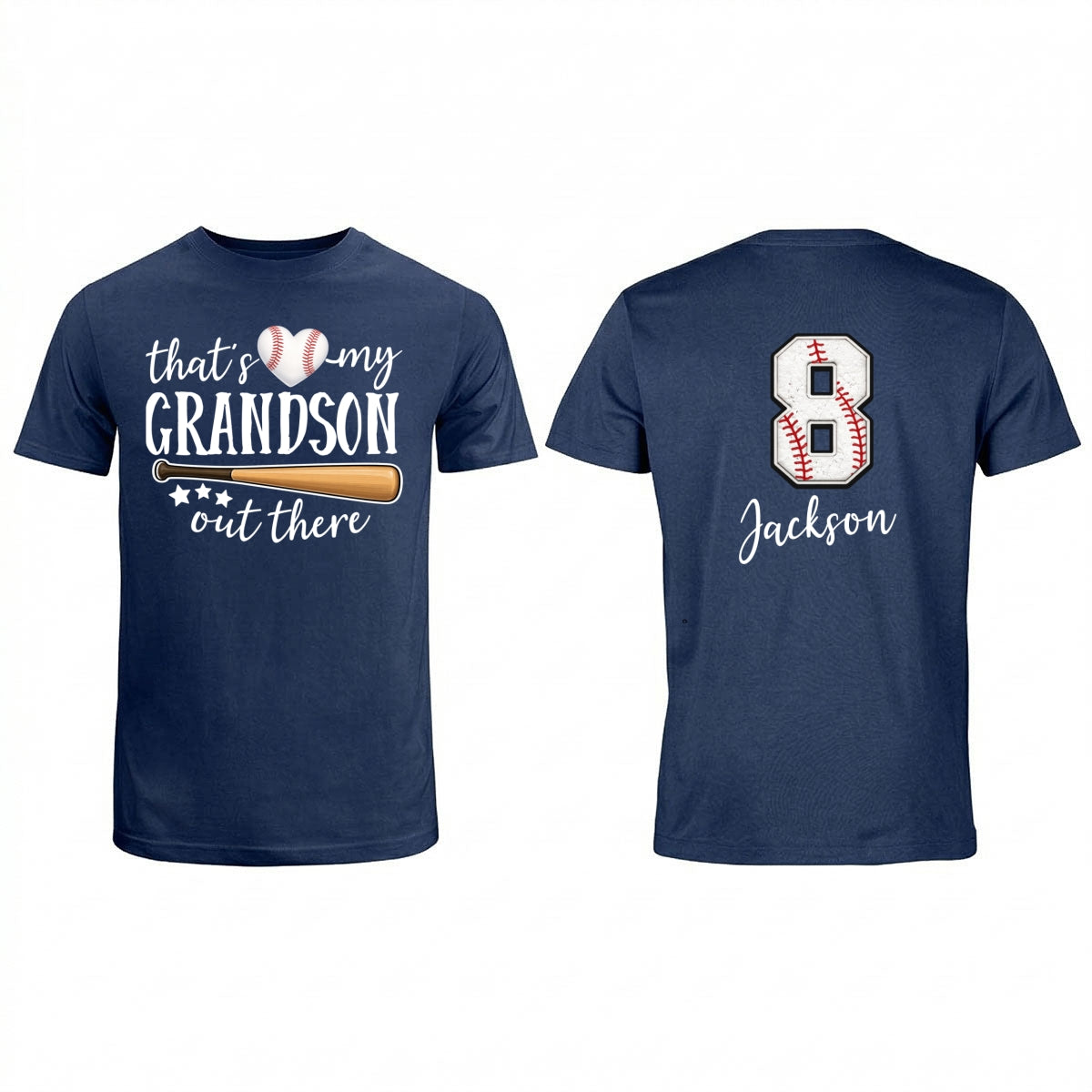 That's My Grandson Out There - Personalized Double Sided Shirt - Baseball Softball Grandma Mom