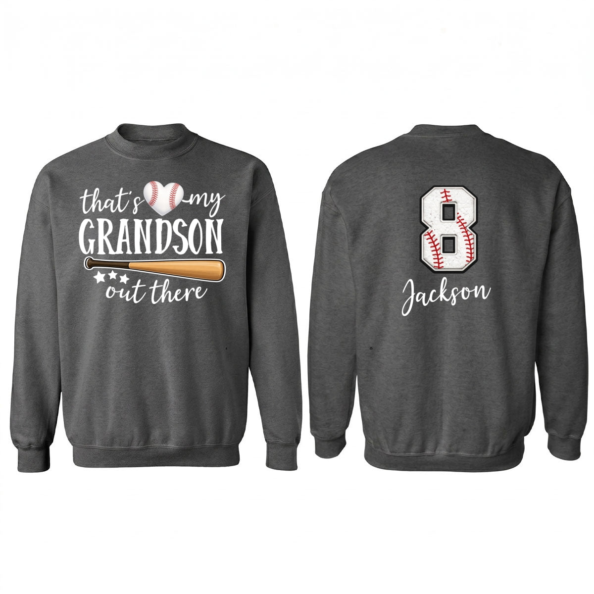 That's My Grandson Out There - Personalized Double Sided Shirt - Baseball Softball Grandma Mom