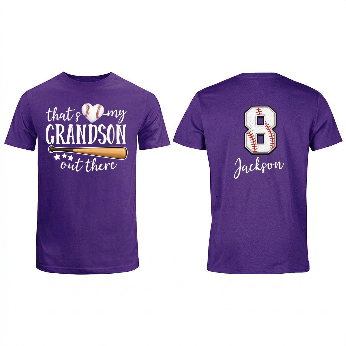 That's My Grandson Out There - Personalized Double Sided Shirt - Baseball Softball Grandma Mom